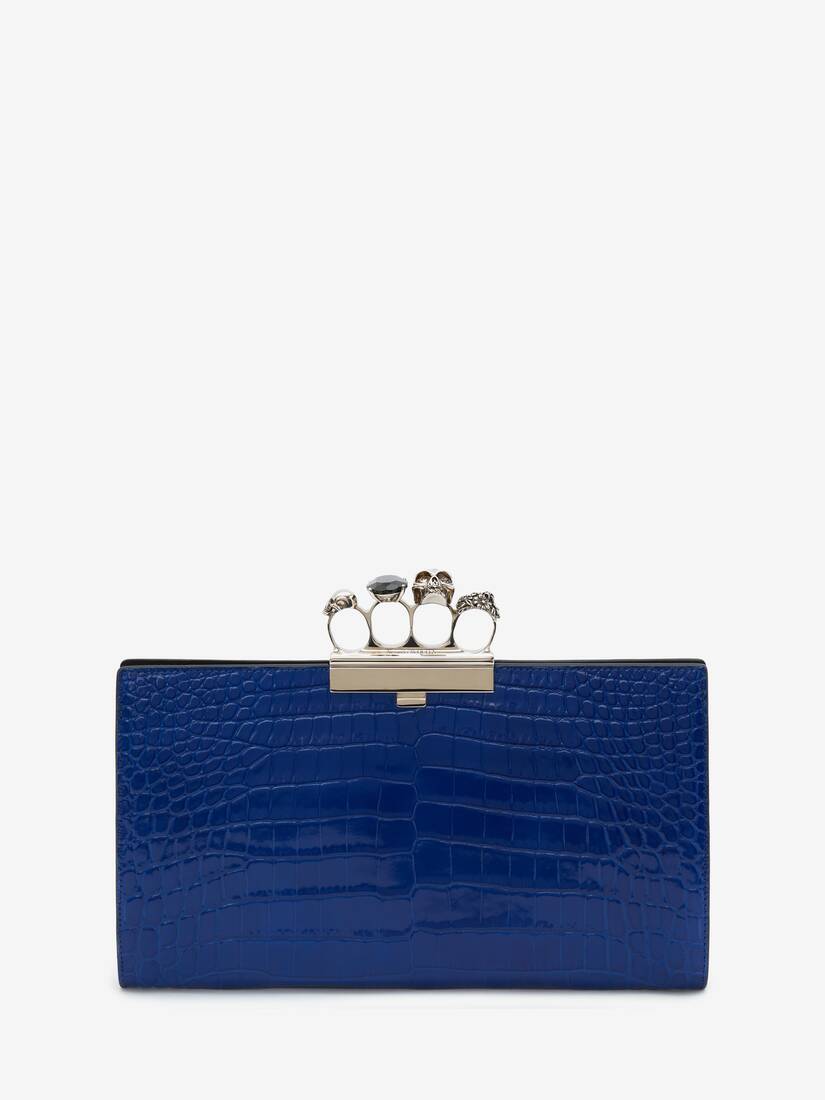 Bolsos De Mano Alexander McQueen Skull Four-Ring Flat Pouch Mujer - Azules - Mexico 451-MLSYCU